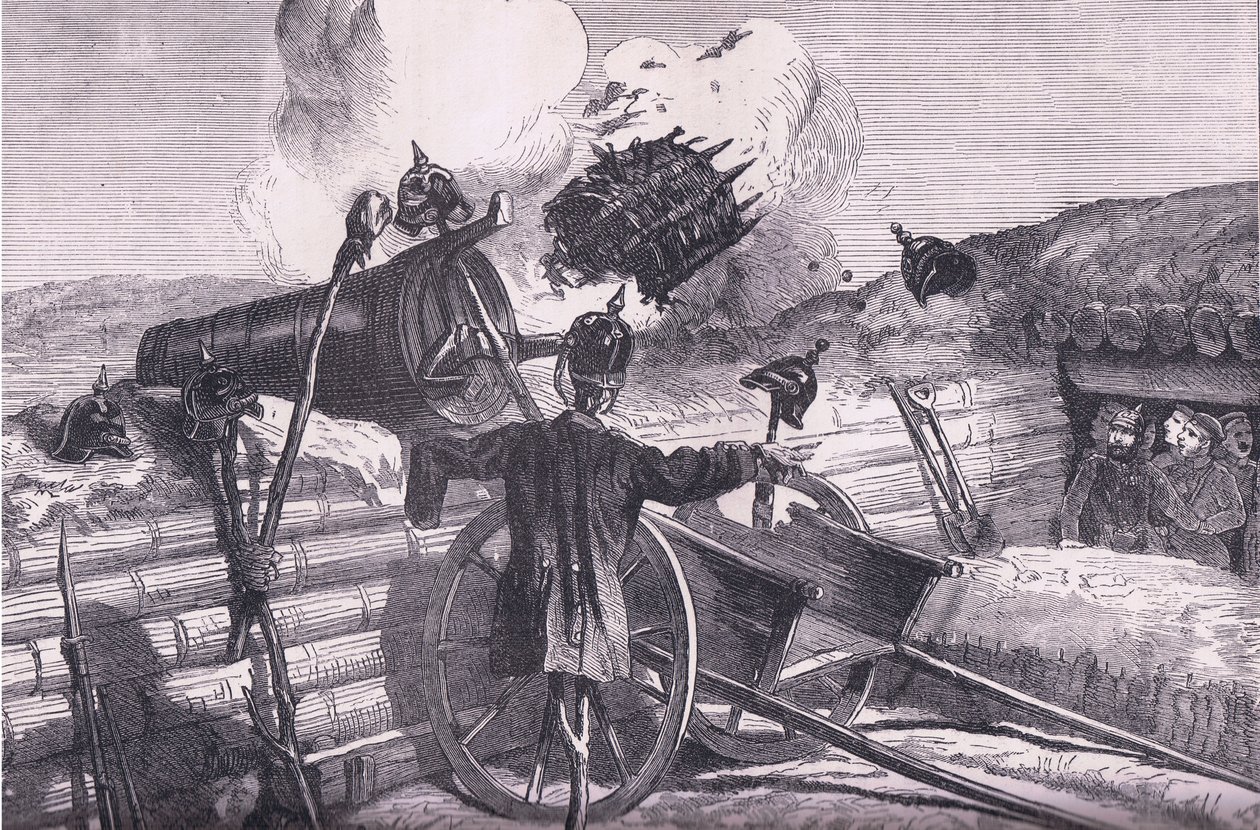 Prova fiendens utbud, Cassells historia om kriget mellan Frankrike och Tyskland publicerad av Cassell and Company Limited, ca 1890 (litho) av German School