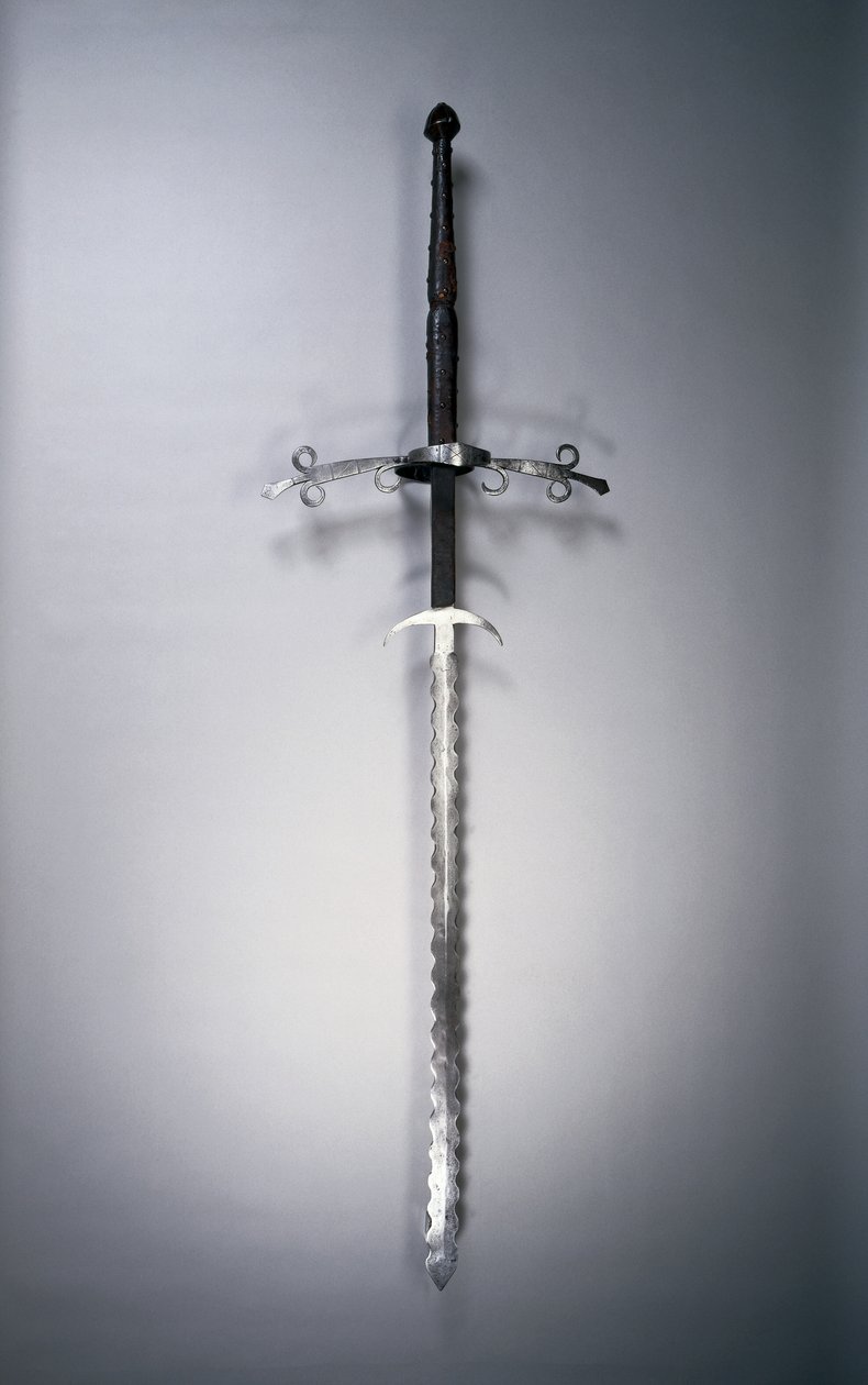 Tvåhandssvärd med flamboyant blad, 1550-1600 av German School