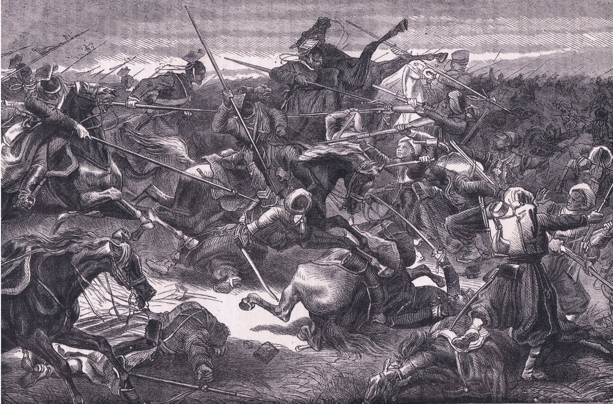 Uhlan attack, Cassells historia om kriget mellan Frankrike och Tyskland publicerad av Cassell and Company Limited, ca 1890 (litho) av German School