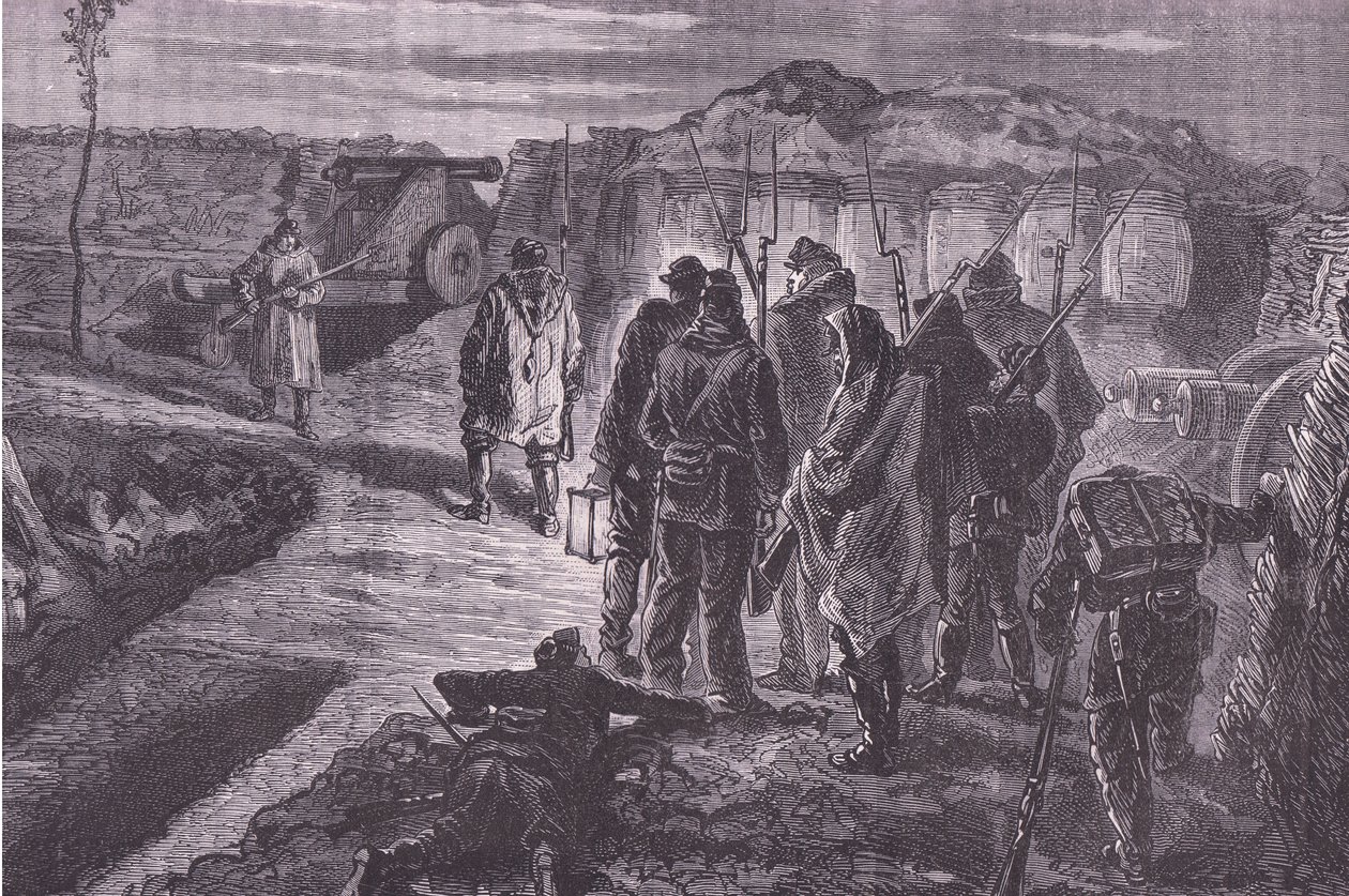 På vallarna, Cassells historia om kriget mellan Frankrike och Tyskland publicerad av Cassell and Company Limited, ca 1890 (litho) av German School