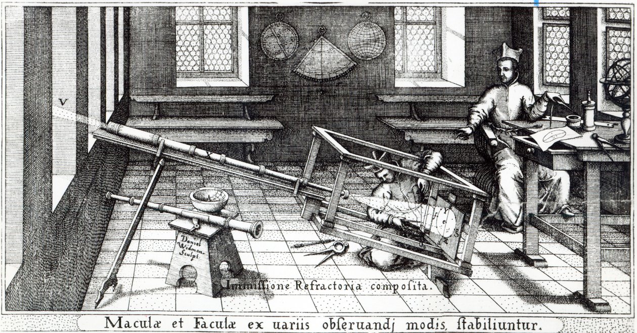 Olika metoder för att observera solfläckar, illustration från 