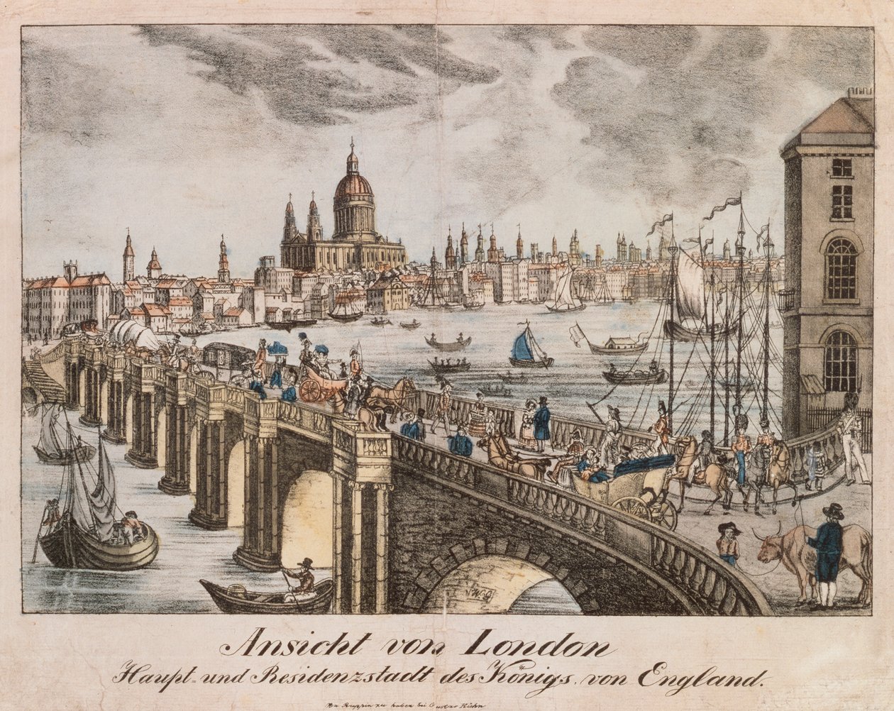 Utsikt över London, från Neuruppiner Bilderbogen, 1830 av German School