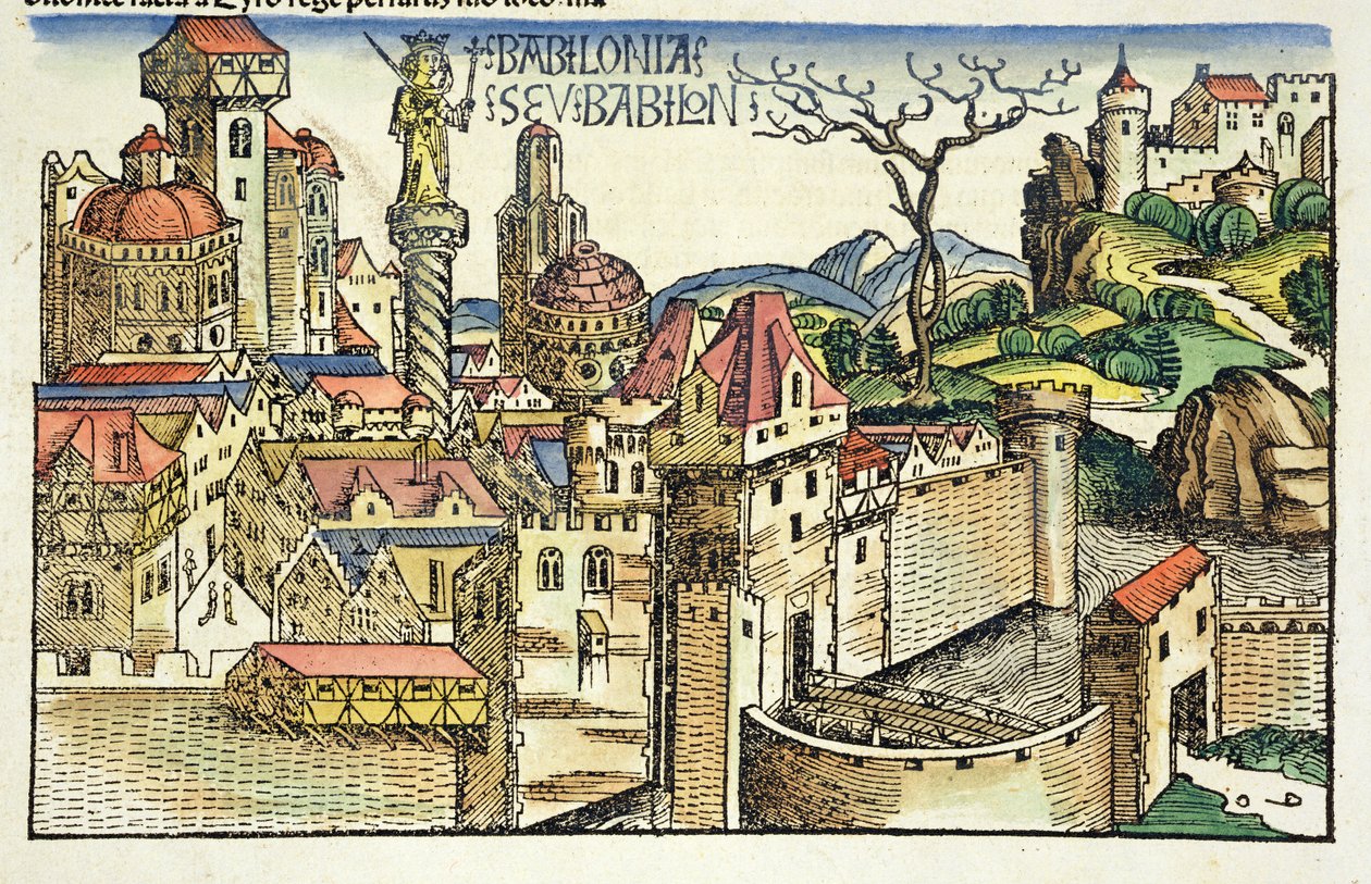 Utsikt över den antika staden Babylon, från Nürnbergkrönikan av Hartmann Schedel (1440-1514) 1493 av German School
