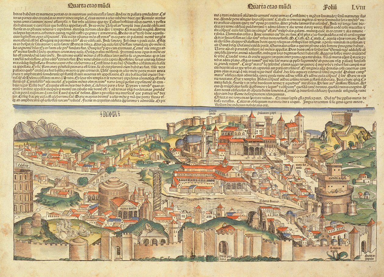 Utsikt över staden Rom, från Nürnbergkrönikan av Hartmann Schedel (1440-1514) 1493 av German School