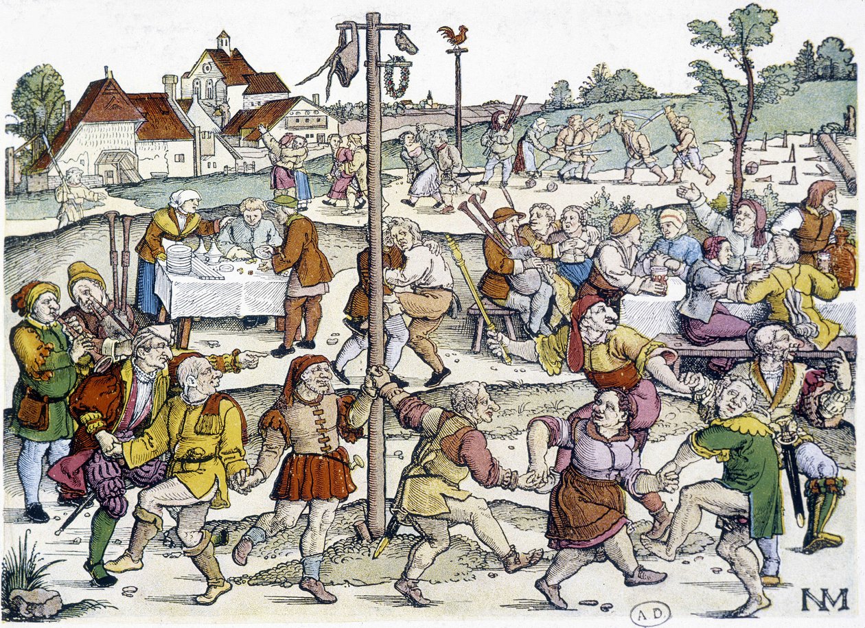 Bydans runt matte de cocagne - tyska 1500-talsbilder från Nikolaus Meldemann av German School