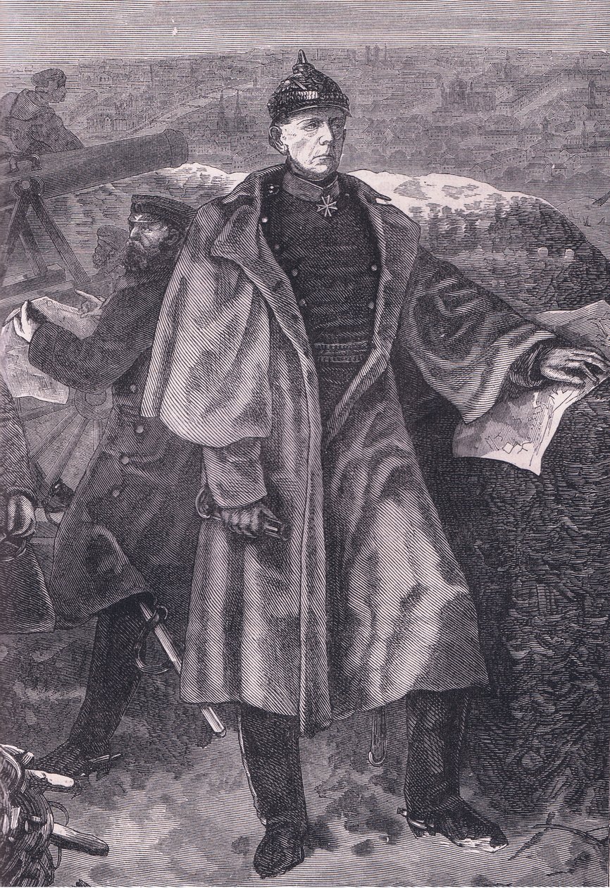 Von Moltke före Paris, Cassells historia om kriget mellan Frankrike och Tyskland publicerad av Cassell and Company Limited, ca 1890 (litho) av German School