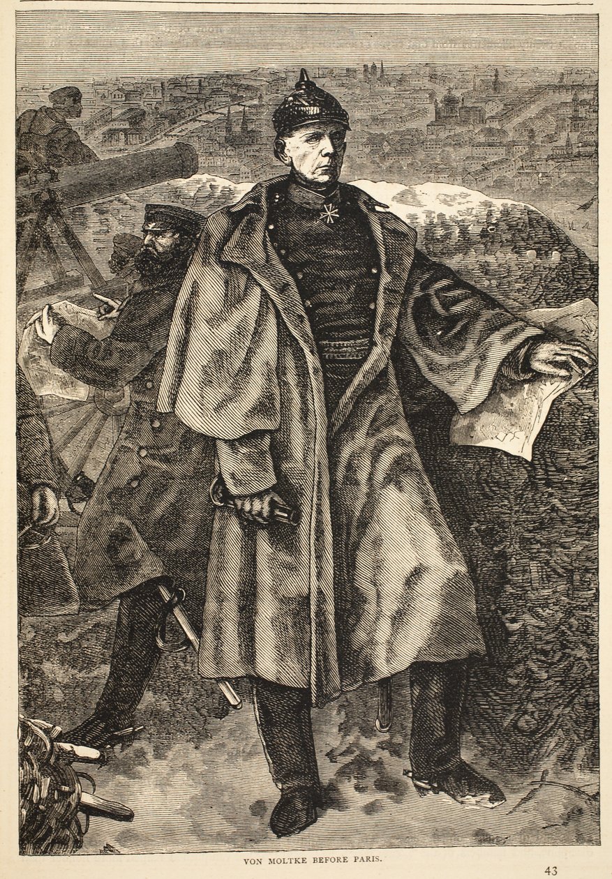 Von Moltke före Paris, november 1870, illustration från Cassells historia om kriget mellan Frankrike och Tyskland, 1870-1871 av German School