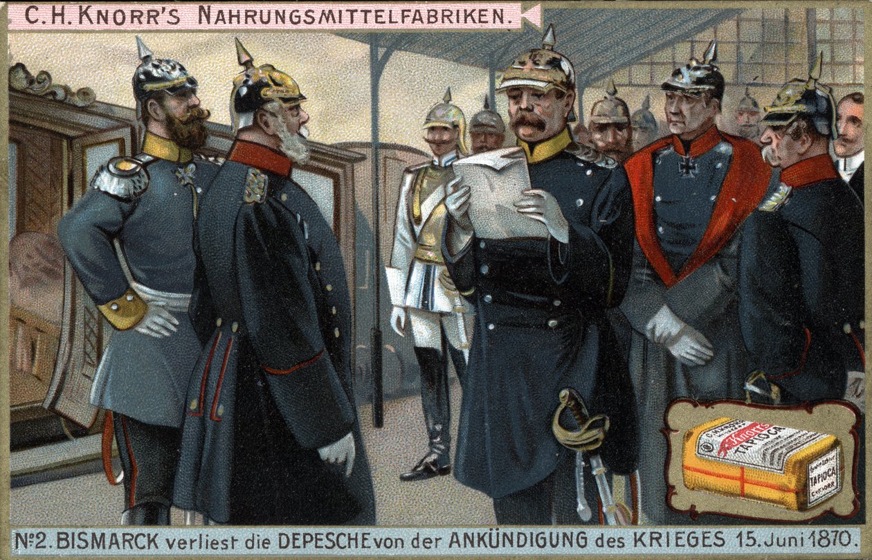 Kriget 1870. Preussiske generalen Otto von Bismarck (1815-1898) läste krigsförklaringen den 15 juni av German School