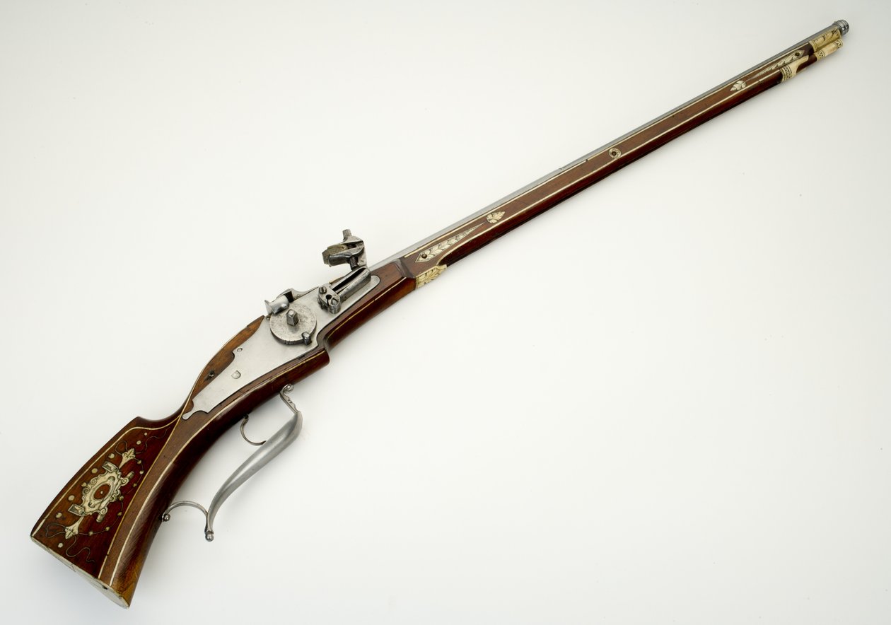 Hjullåskarbin för det personliga skyddet (Trabanten) av Wolf Dietrich von Raitenau, prins-biskop av Salzburg, ca 1590 (stål, mässing, ben, järn och trä) av German School