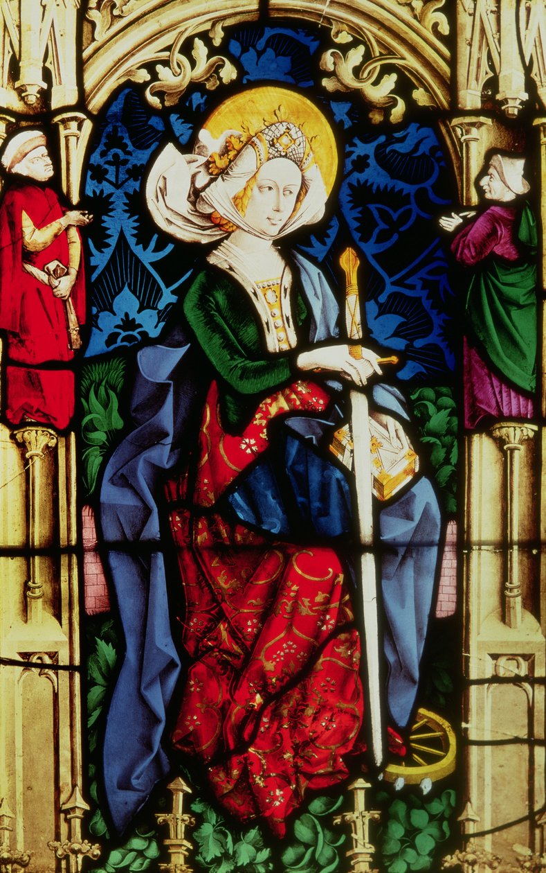Fönster föreställande St. Catherine, från Partenheim, ca 1440 av German School