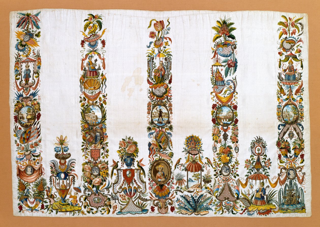 Kvinnors förkläde, ca 1760 (silke med metalltrådar) av German School