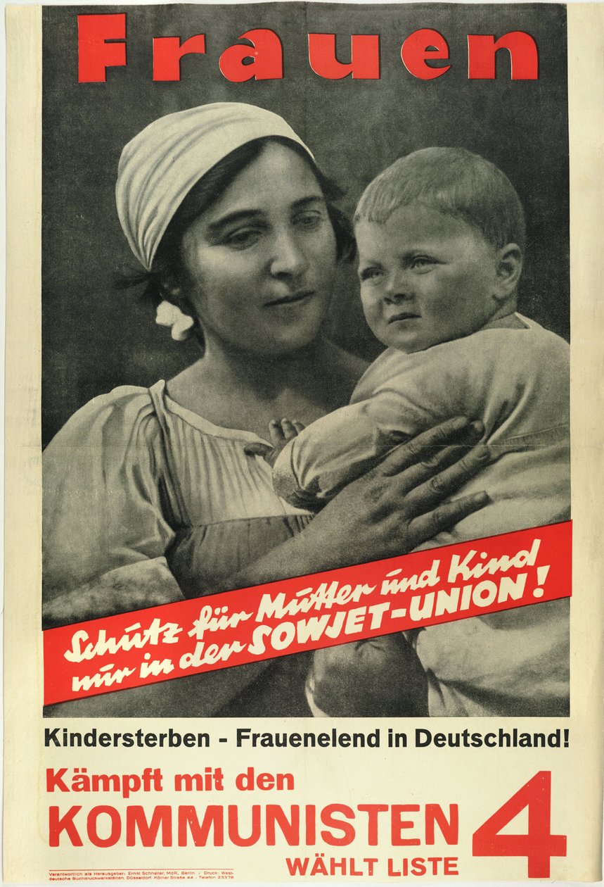 Kvinnor! Slåss med kommunisterna, rösta Lista 4 - Anonymous1924 (litografi) av German School