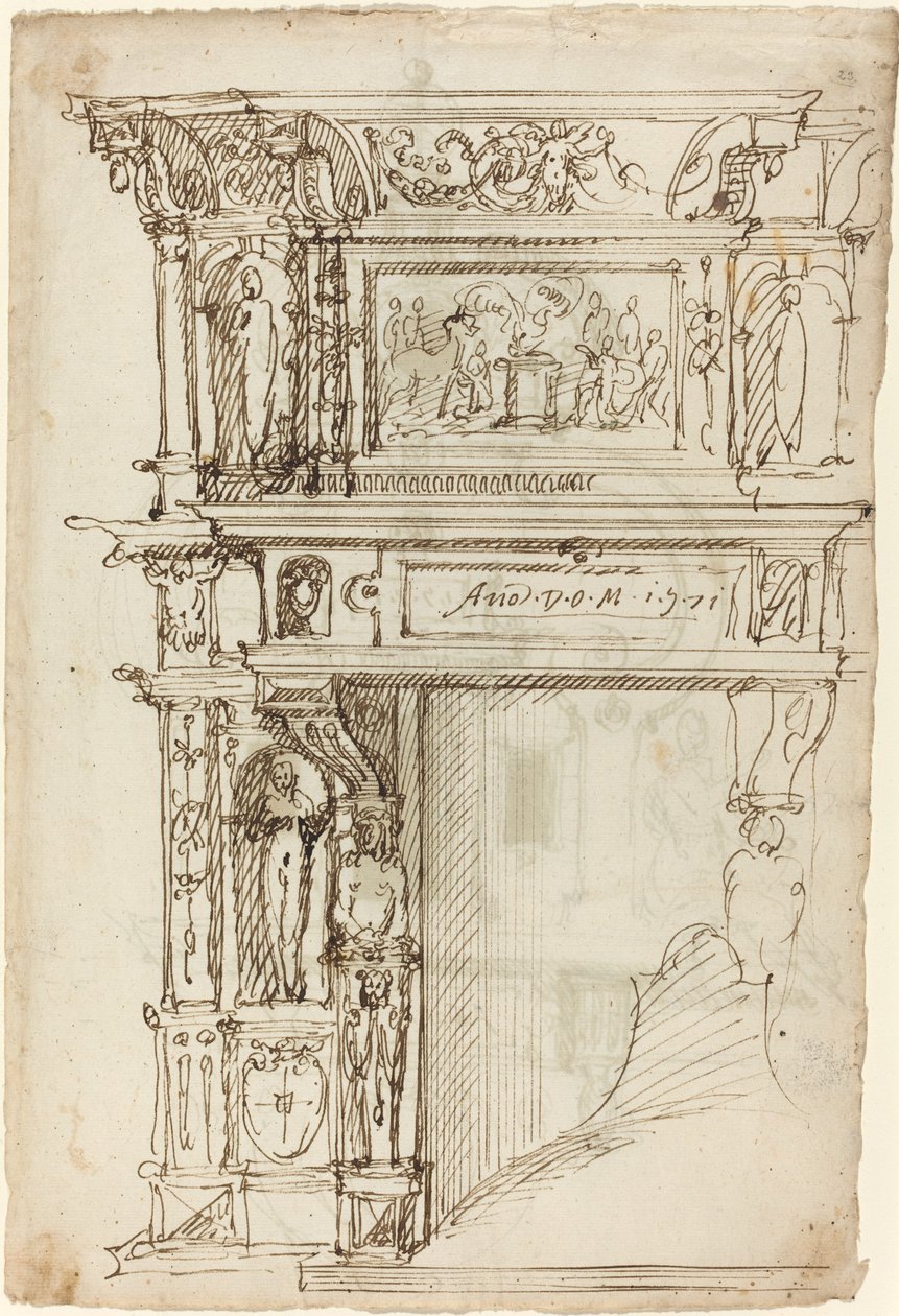 Palatslig mantel med en scen av forntida offer [recto] av German or Austrian 16th Century