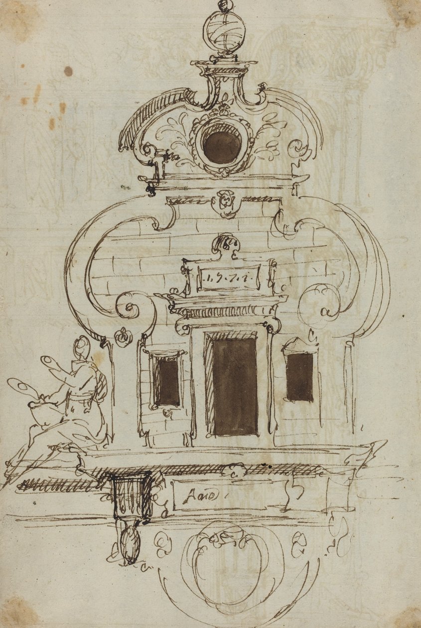 Väggmonument med en armillärsfär [verso] av German or Austrian 16th Century