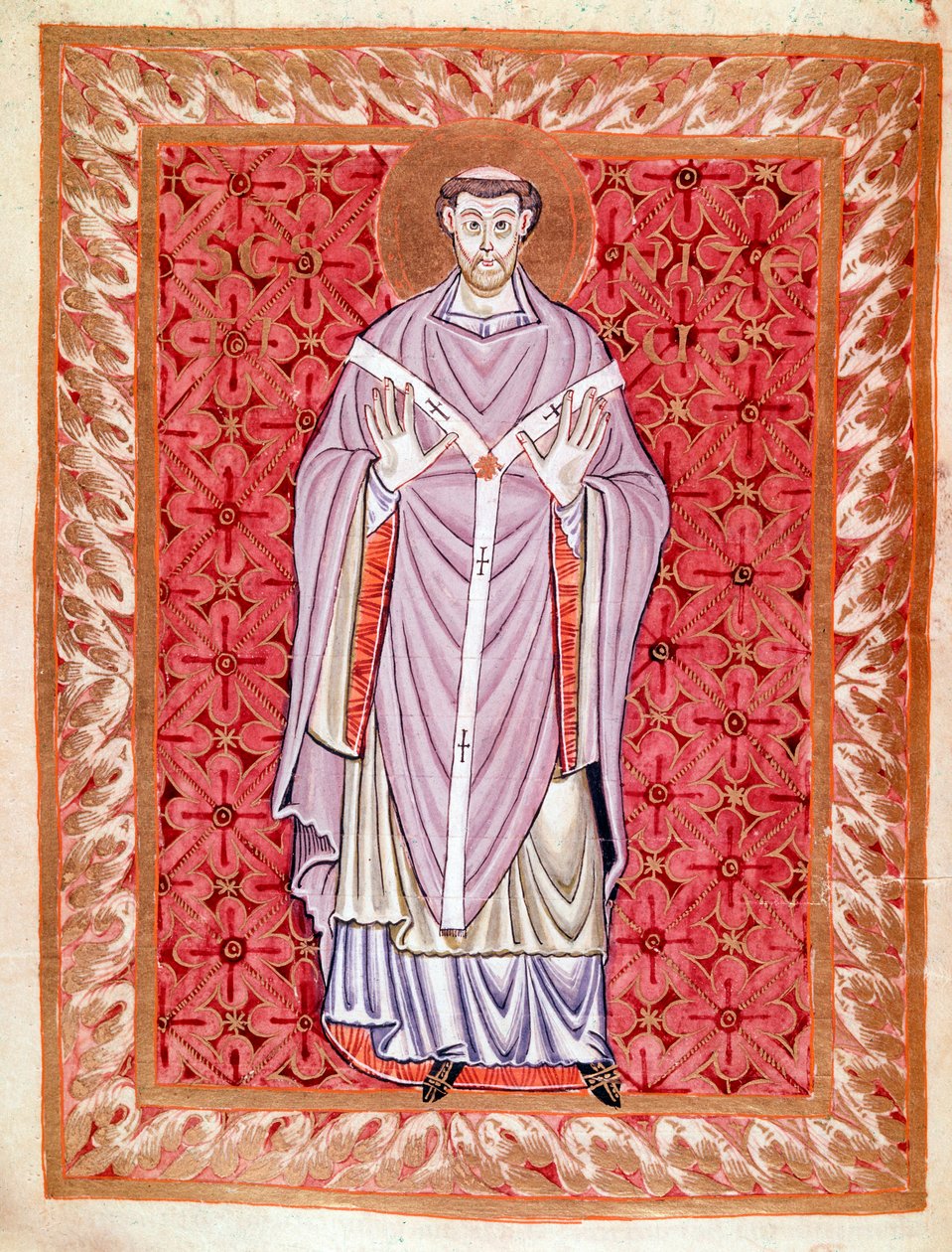 Representation av Saint Nizier av Lyon (513-573) (Nicet, Nicetius eller Nicetus) Miniatyr av Egberts Codex (Codex Egberti) av skolan i Reichenau, omkring 980 av German School