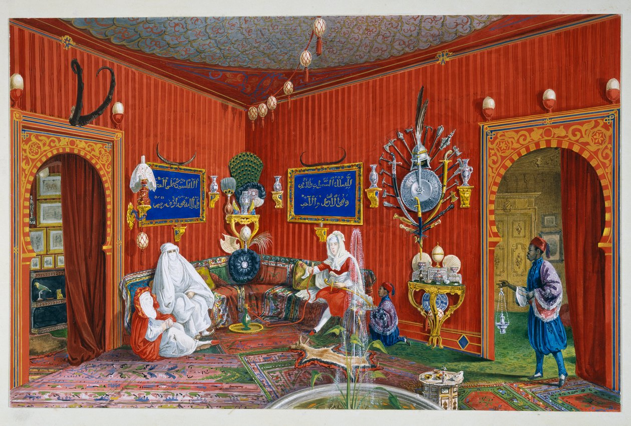 Orientaliskt rum i Villa Lazarovich, Triestes residens för Maximilian av Habsburg (1832-1867), tempera av Germano Prosdocimi av Germano Prosdocimi