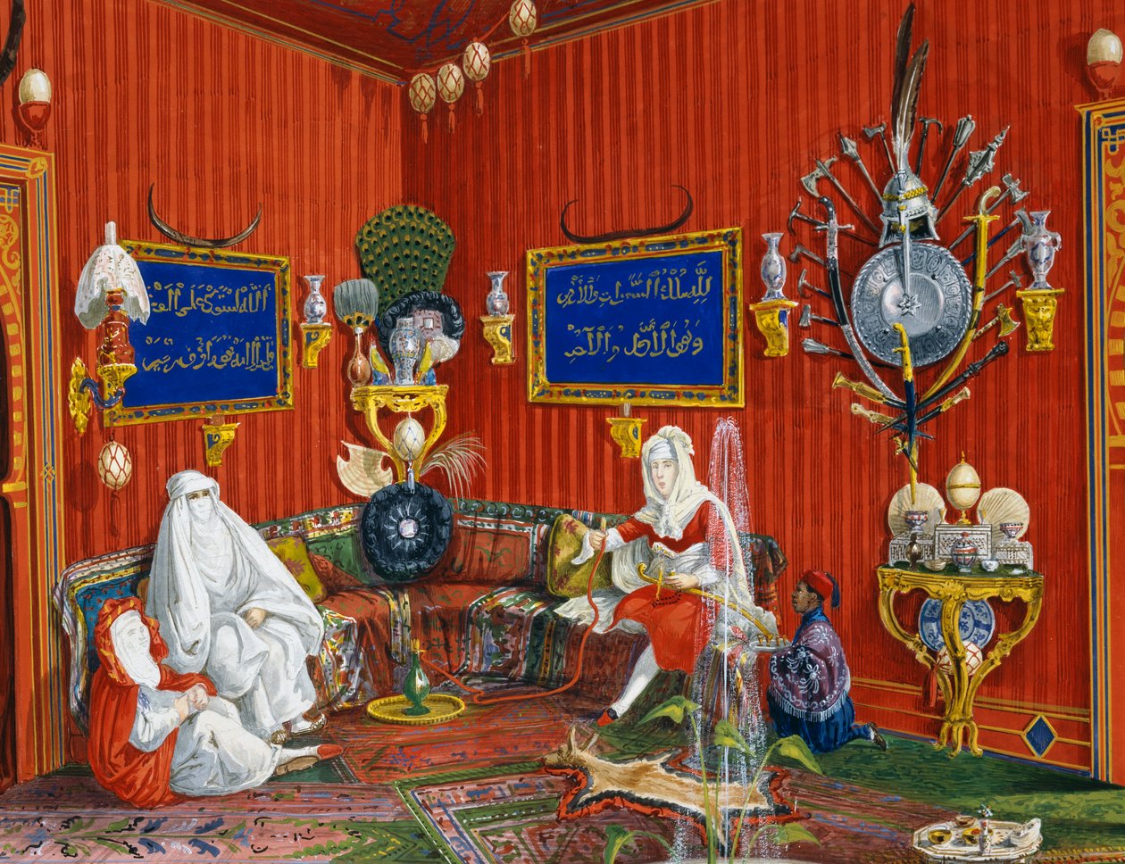 Det orientaliska rummet i Villa Lazarovich, Maximilian av Habsburgs residens i Trieste (1832-1867), tempera av Germano Prosdocimi av Germano Prosdocimi