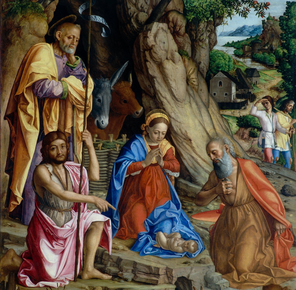 Fødselen, detalje, c.1494-1555swed av Gerolamo dai Libri