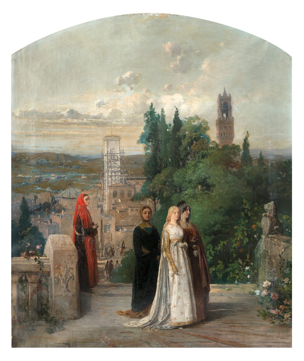 Dante och Beatrice. av Gerolamo Induno