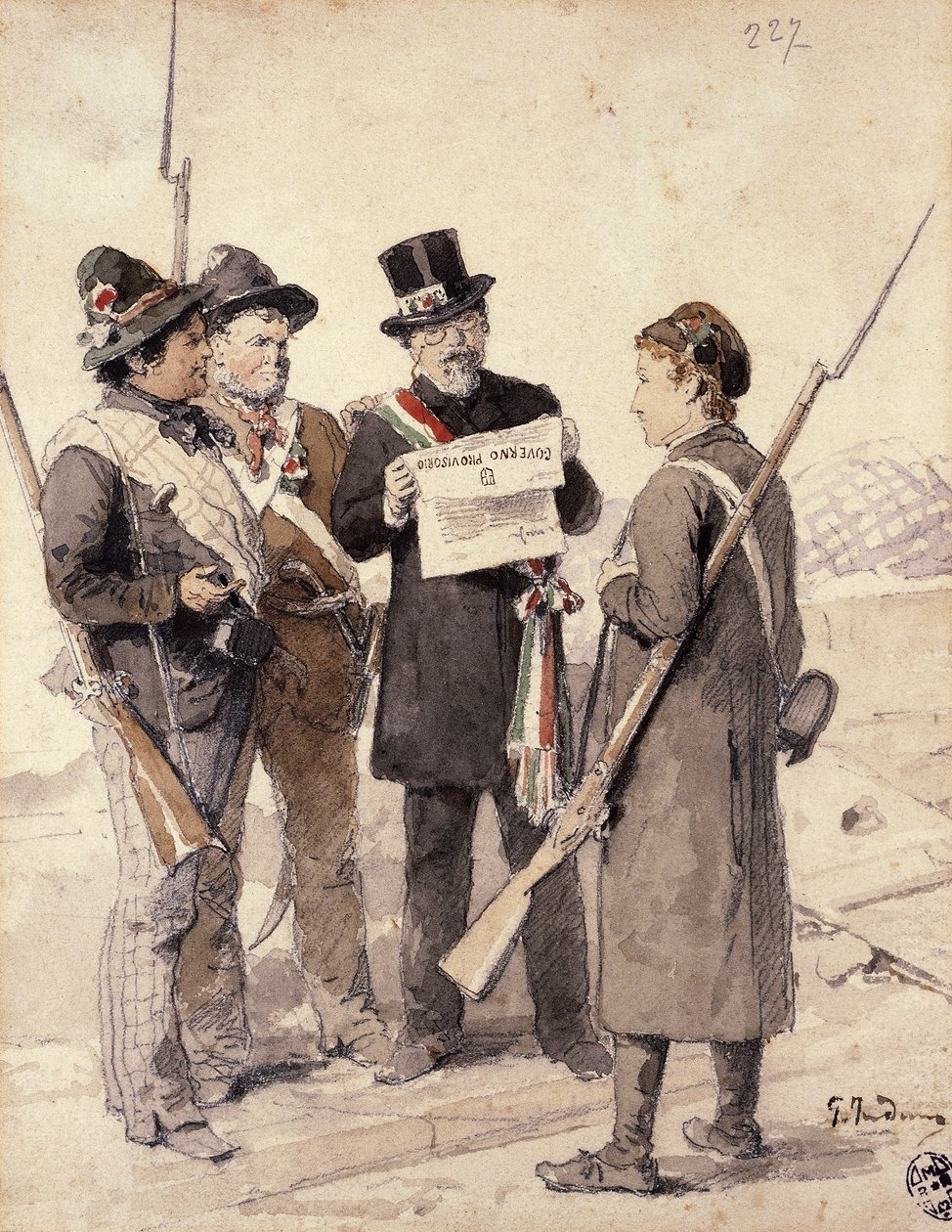 Fem dagar i Milano, av Gerolamo Induno (1827-1890), akvarell av Gerolamo Induno
