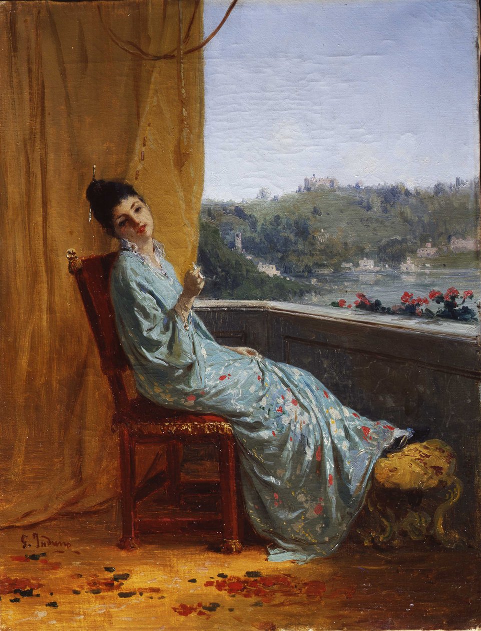 Japansk kvinna, 1880-1885. av Gerolamo Induno