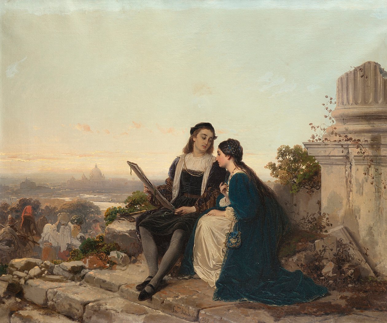 Raphael och Fornarina, 1869. av Gerolamo Induno