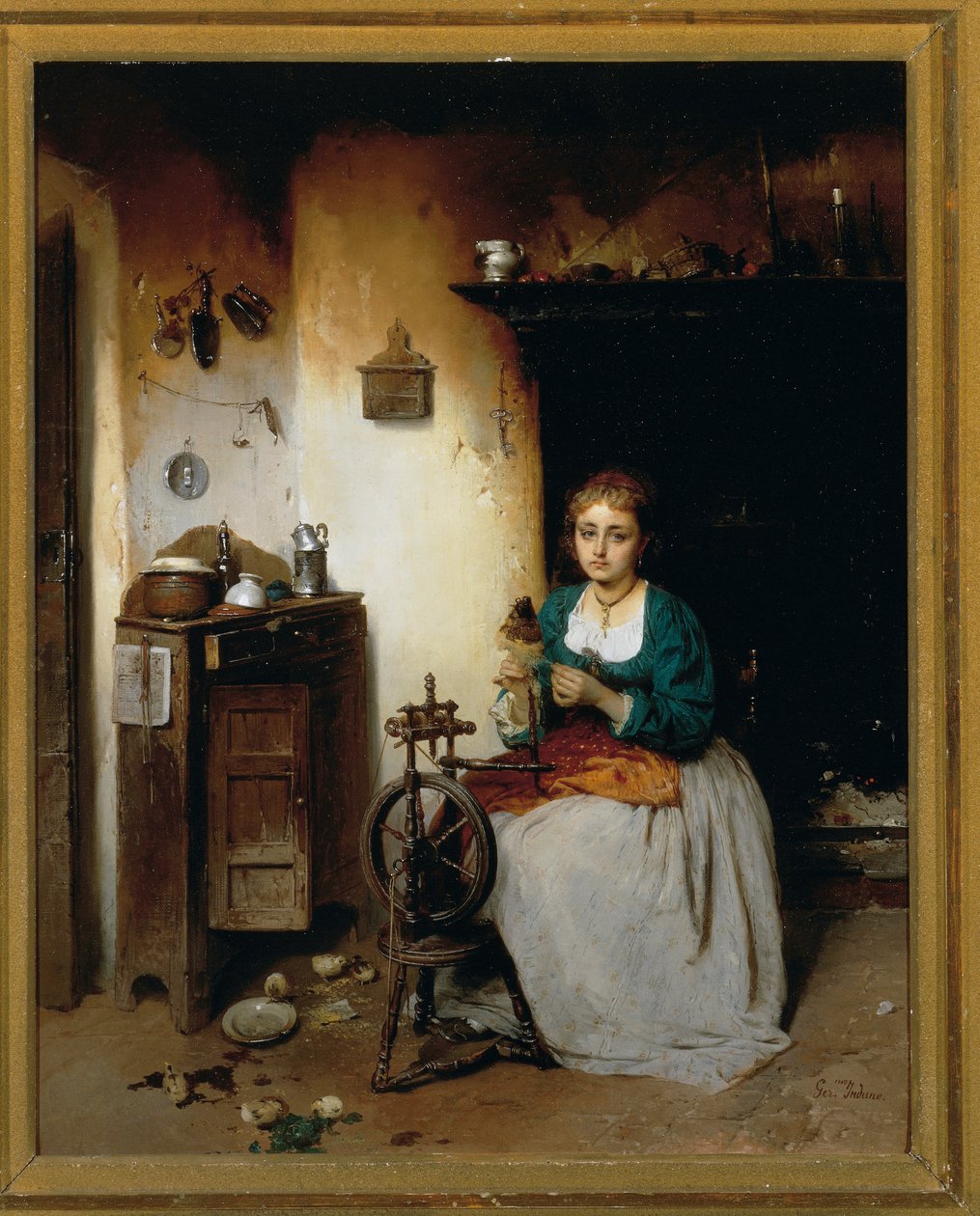 The Spinner, av Gerolamo Induno av Gerolamo Induno