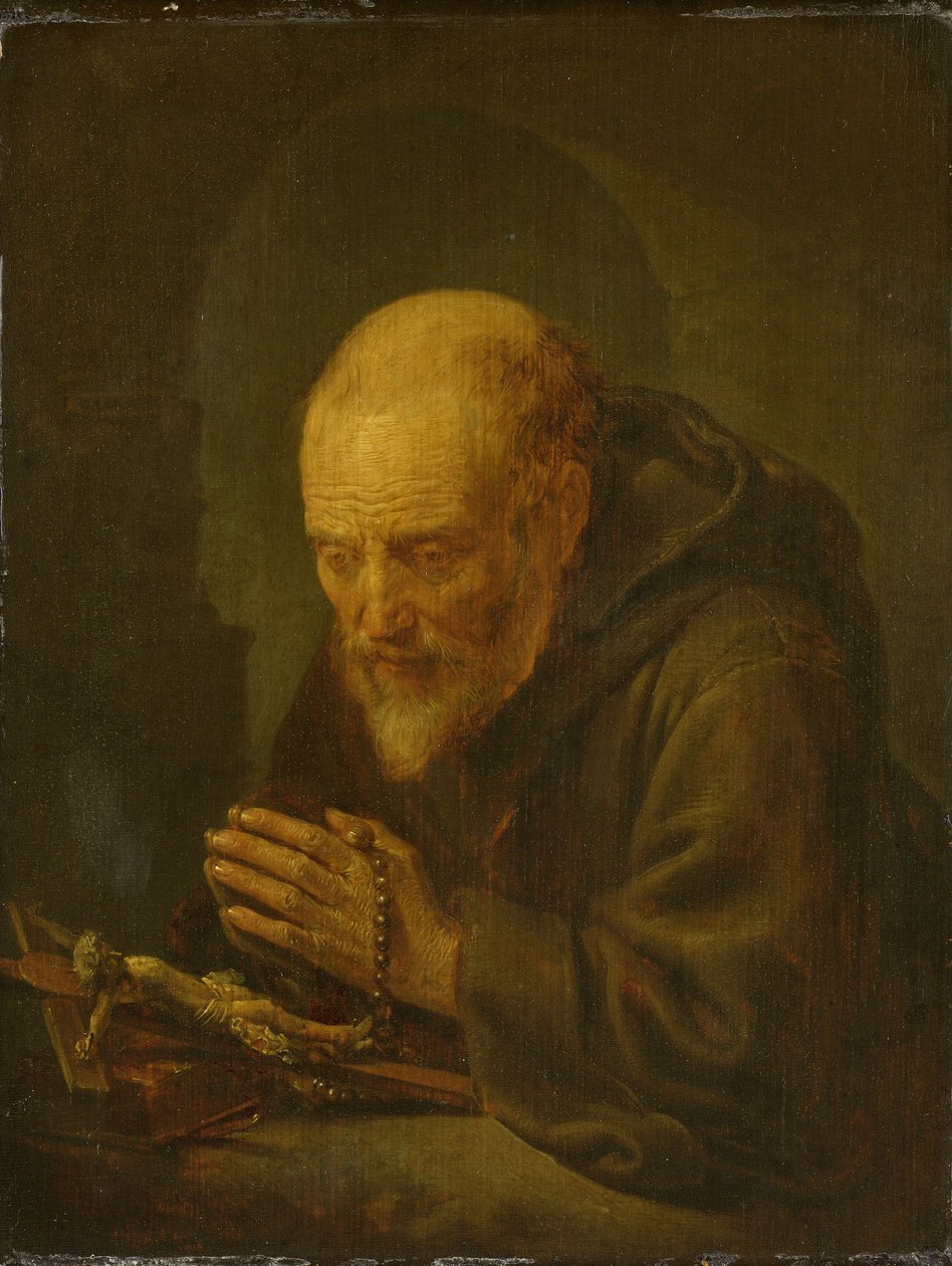 En eremit som ber av Gerrit Dou