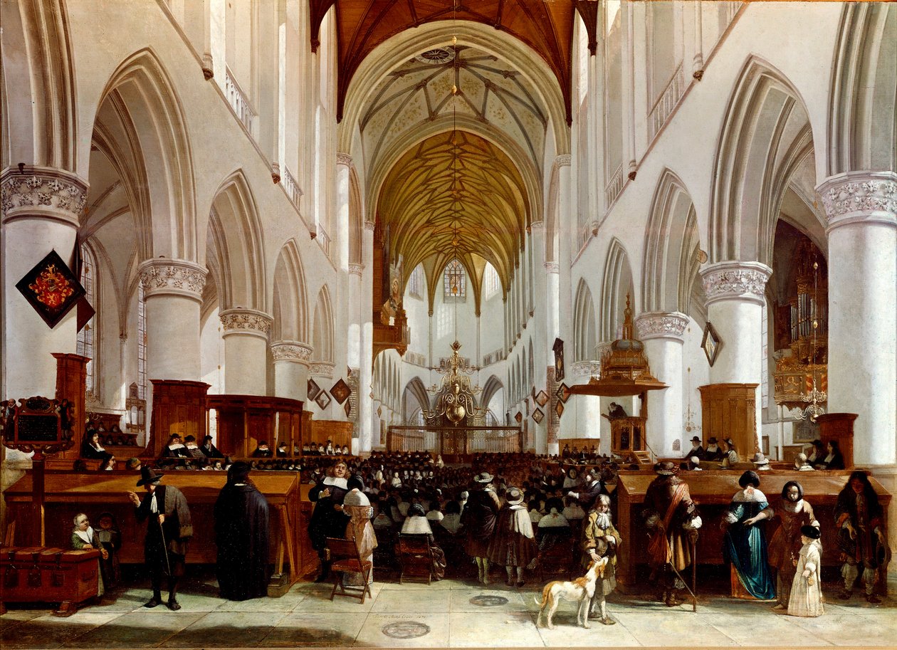 Interiör av en kyrka. Målning av Gerrit Berckheyde (1638-1698), holländsk målare. London, National Gallery av Gerrit Adriaensz Berckheyde