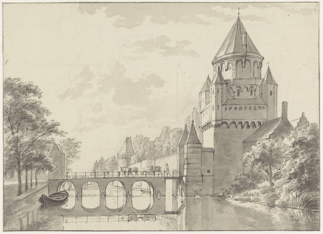 Utsikt över Kleine Houtpoort, Haarlem av Gerrit Adriaenszoon Berckheyde