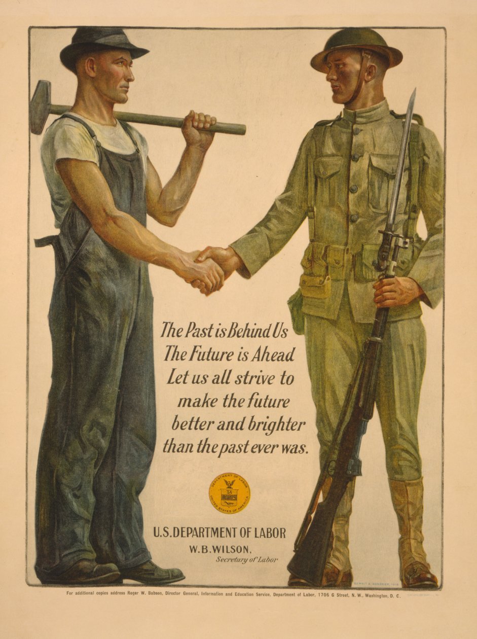 Det förflutna ligger bakom oss, framtiden ligger framför oss. Låt oss alla sträva efter att göra framtiden bättre och ljusare än vad det förflutna någonsin var, 1918 av Gerrit Albertus Beneker