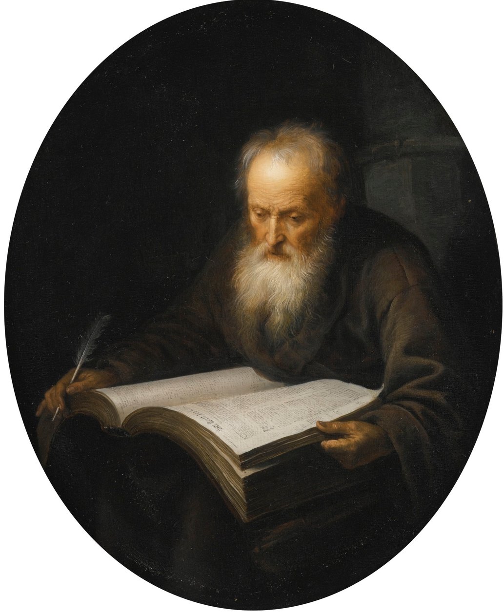 Gammal lärd med en bok av Gerrit Dou
