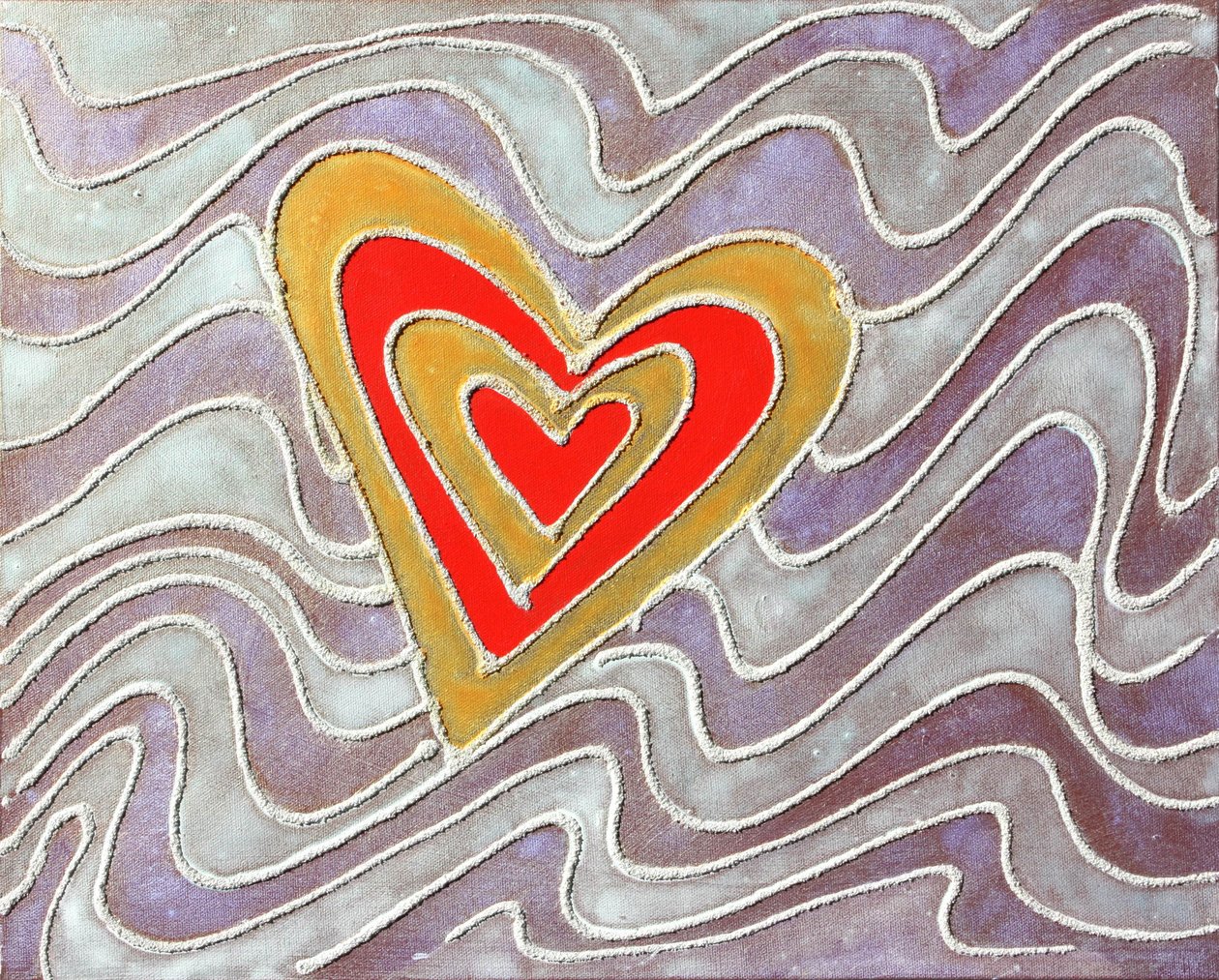 Heart in the Waves; c 2013 (sand och akryl på duk) av Gerrit Greve