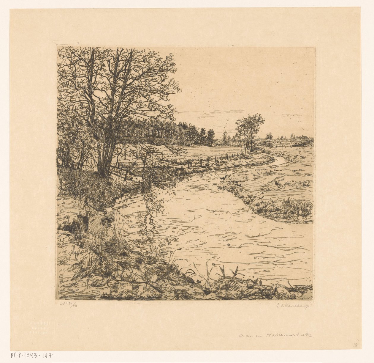 Aan de Hattemerbeek (originaltitel på objekt) av Gerrit Haverkamp (signed by artist)