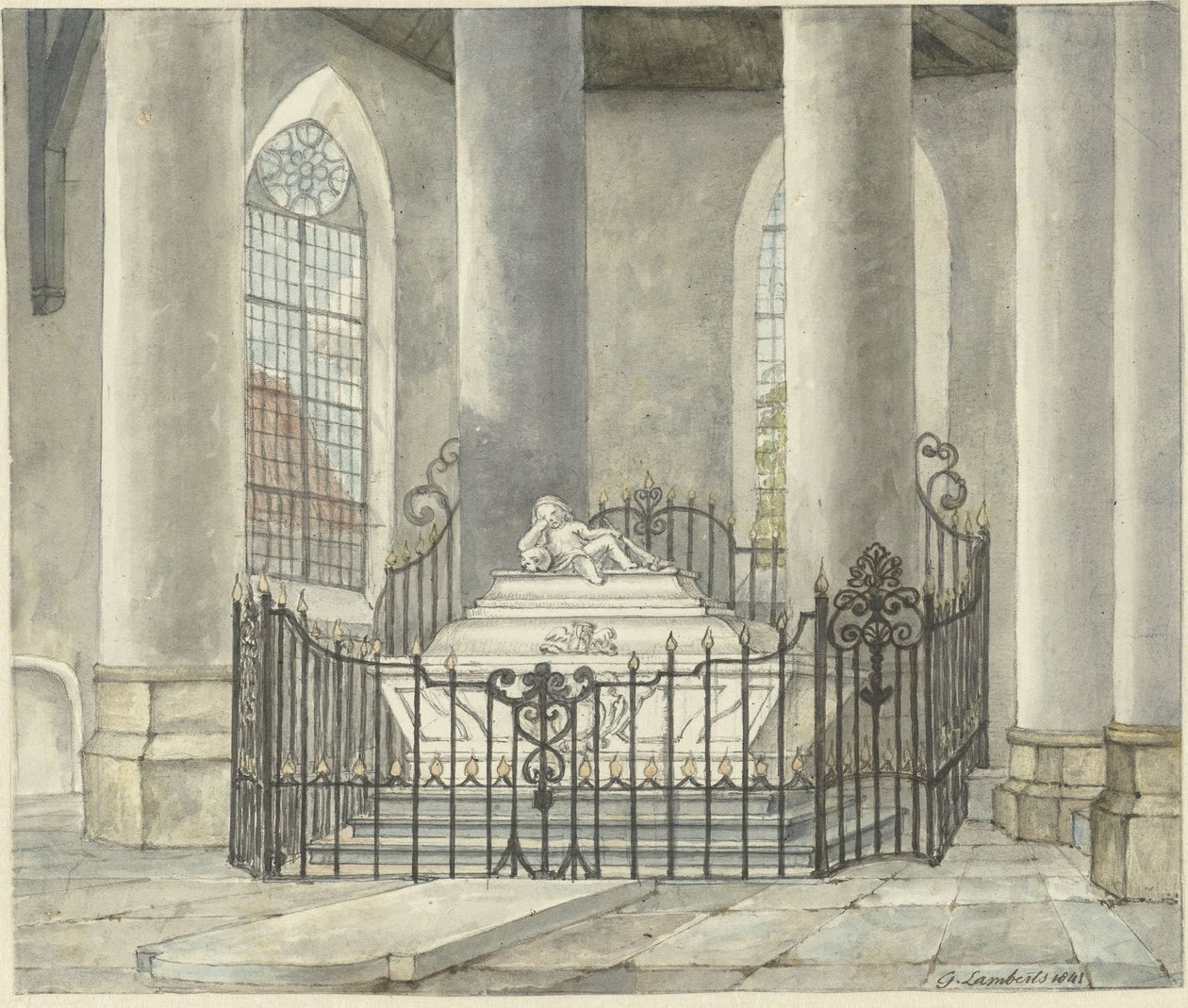 Begravningsmonument över Catharina Alida van der Dussen, i en kyrka i Culemborg av Gerrit Lamberts