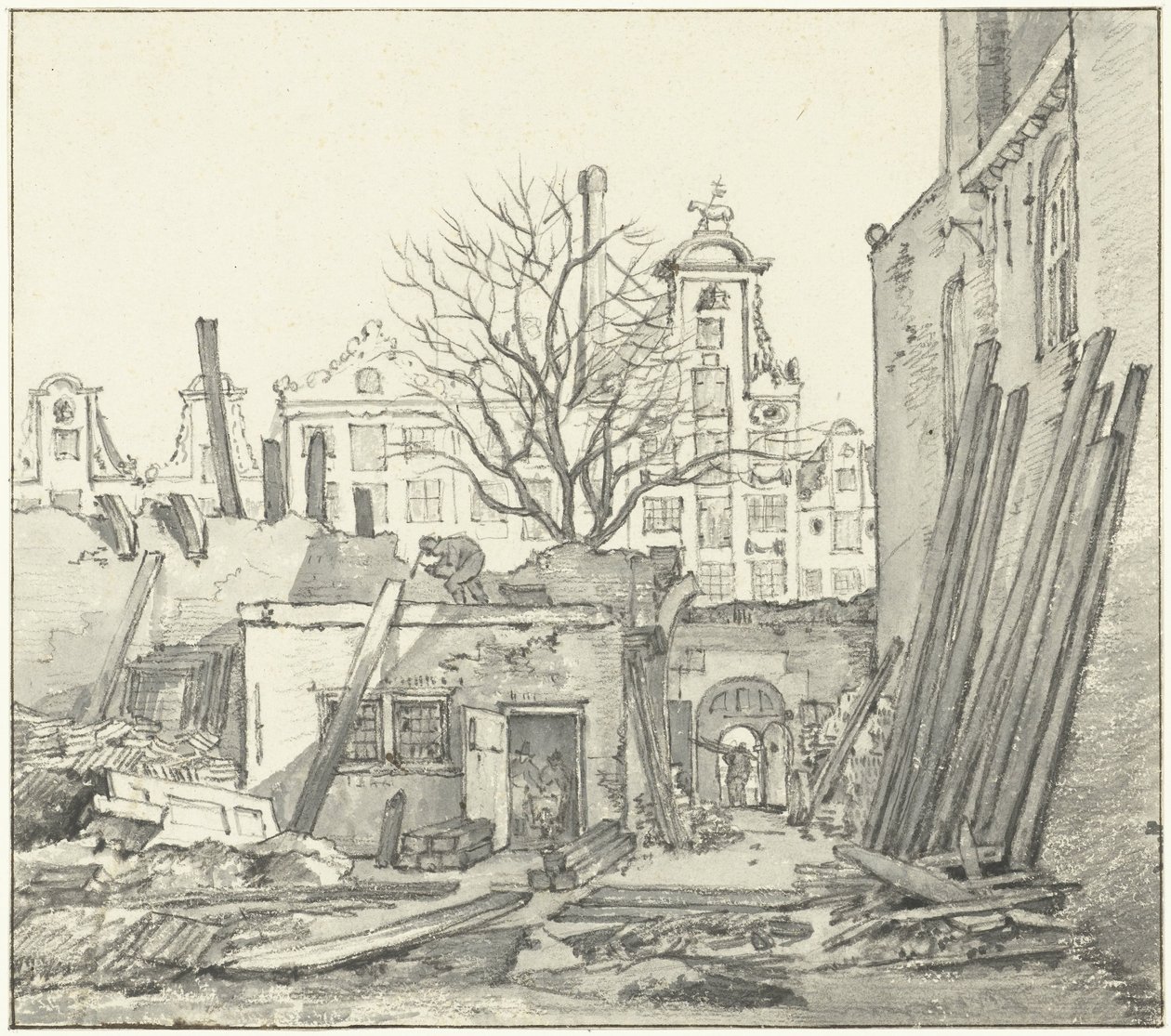 Rivningen av Västindiens hus i Amsterdam av Gerrit Lamberts
