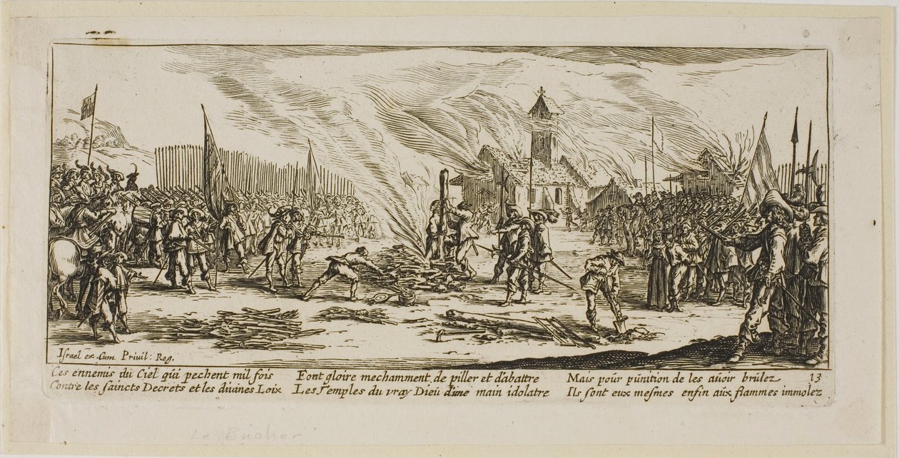 The Stake, plansch tretton från The Large Miseries of War av Gerrit Lucasz van Schagen