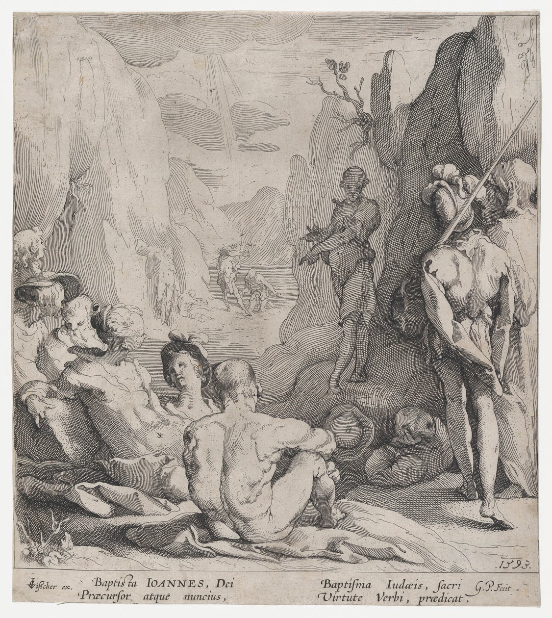 Johannes Döparen predikar, 1593. av Gerrit Pietersz Sweelink