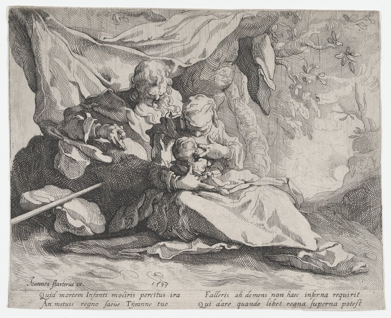 Resten på flykten till Egypten, 1593. av Gerrit Pietersz Sweelink