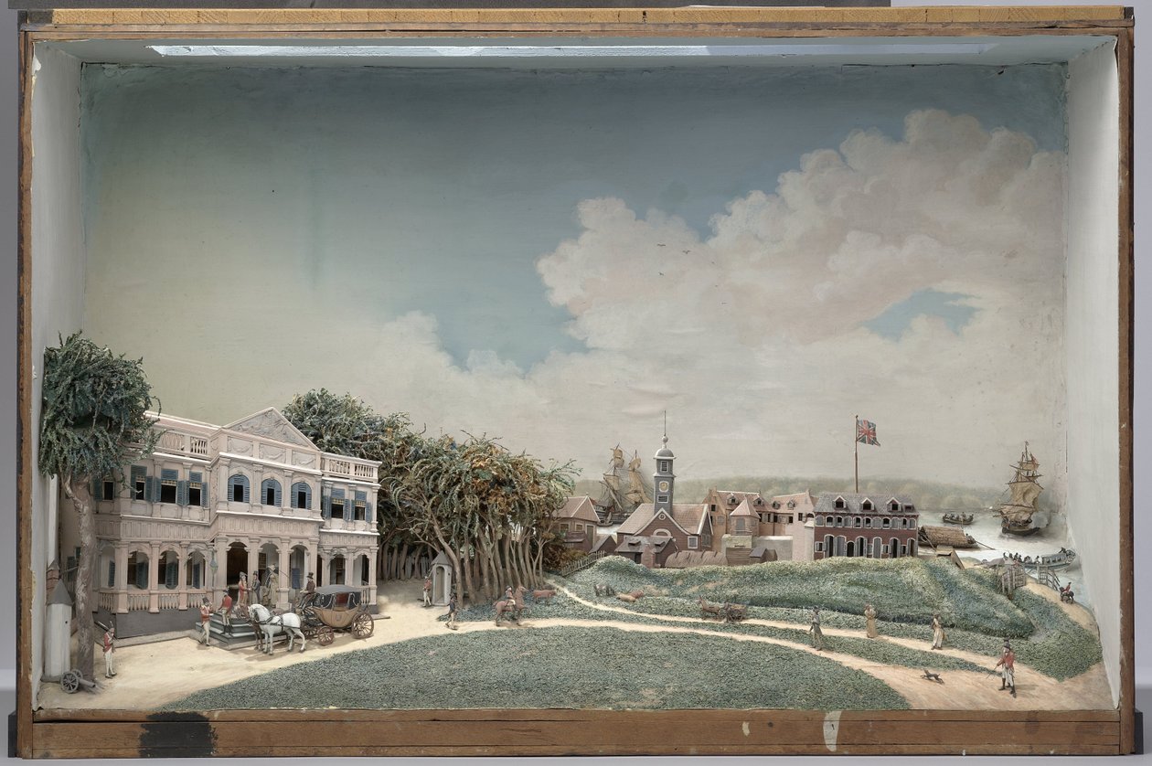 Diorama från Regeringstorget i Paramaribo av Gerrit Schouten
