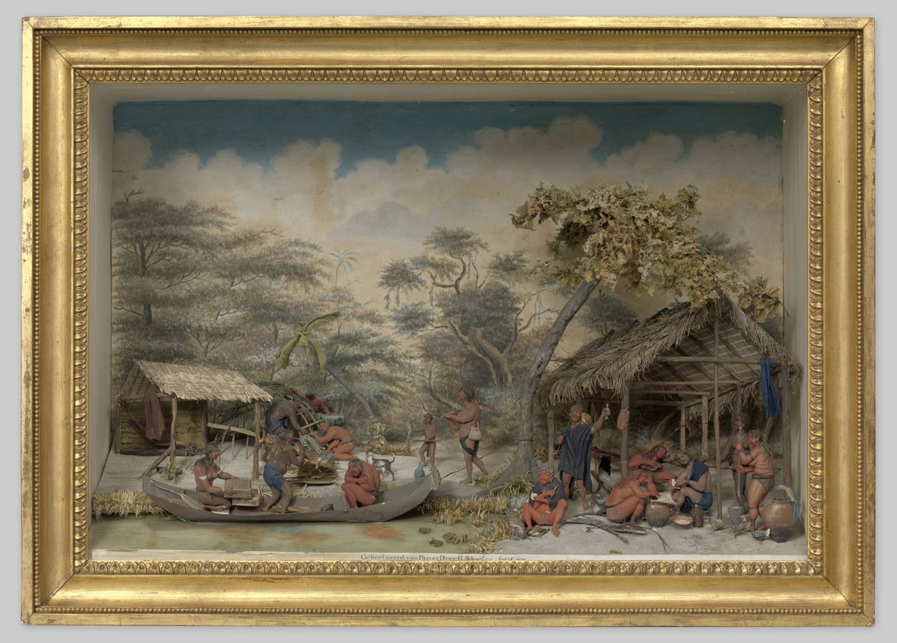Diorama från ett karibiskt läger av Gerrit Schouten