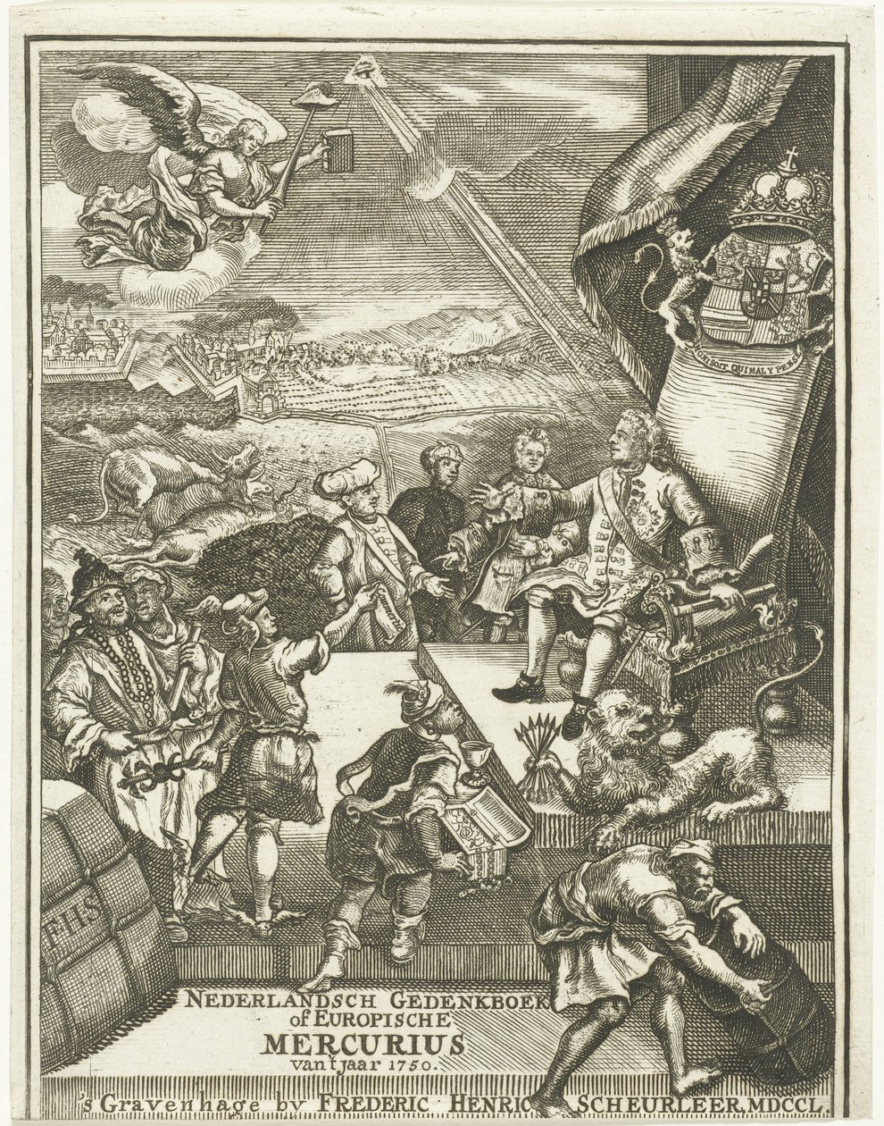 Titelsida för European Mercury 1750 av Gerrit Sibersma (possibly)