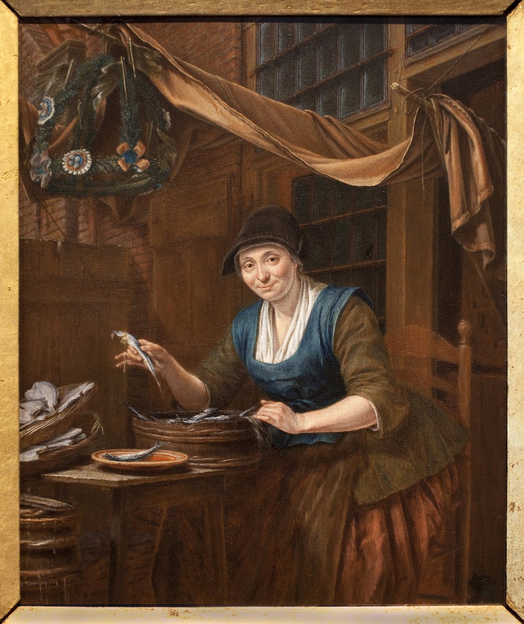 Fiskhandlaren. Målning av Gerrit Zegelaar (1719-1794), olja på trä, mitten av 1700-talet. Museum of Fine Arts i Angers. av Gerrit Zegelaar