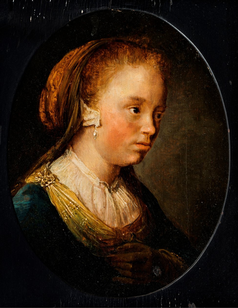 Porträtt av en ung flicka av Gerrit or Gerard Dou