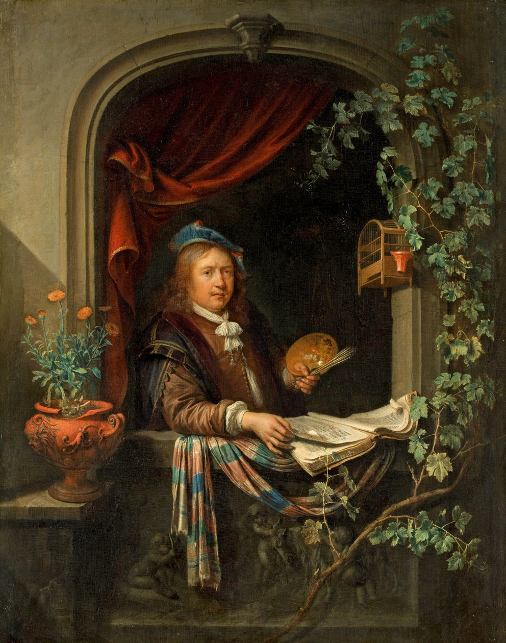 Självporträtt, ca 1665 av Gerrit Dou