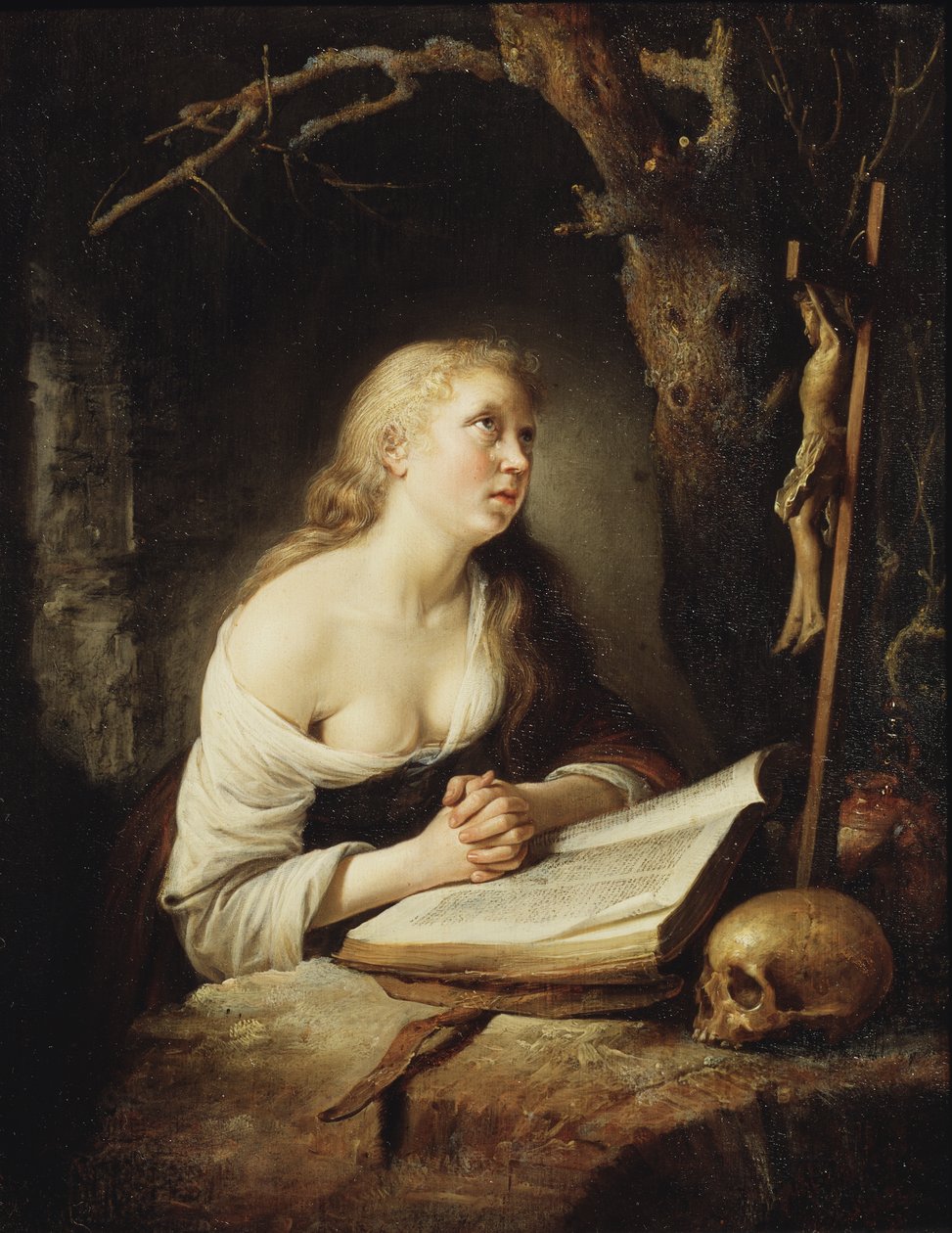 Den ångerfulle Magdalen, c.1650-65 av Gerrit Dou