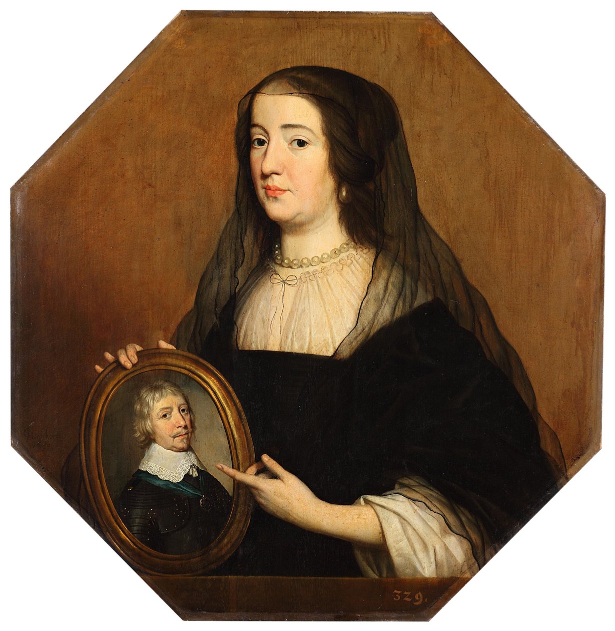 Amalie von Solms (1602-1675) in Witwentracht av Gerrit van Honthorst