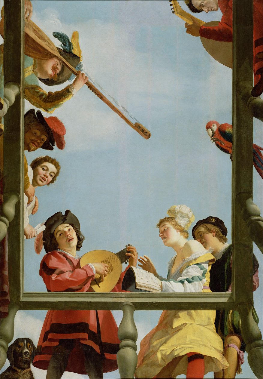 Musikgrupp på en balkong, 1622 av Gerrit van Honthorst