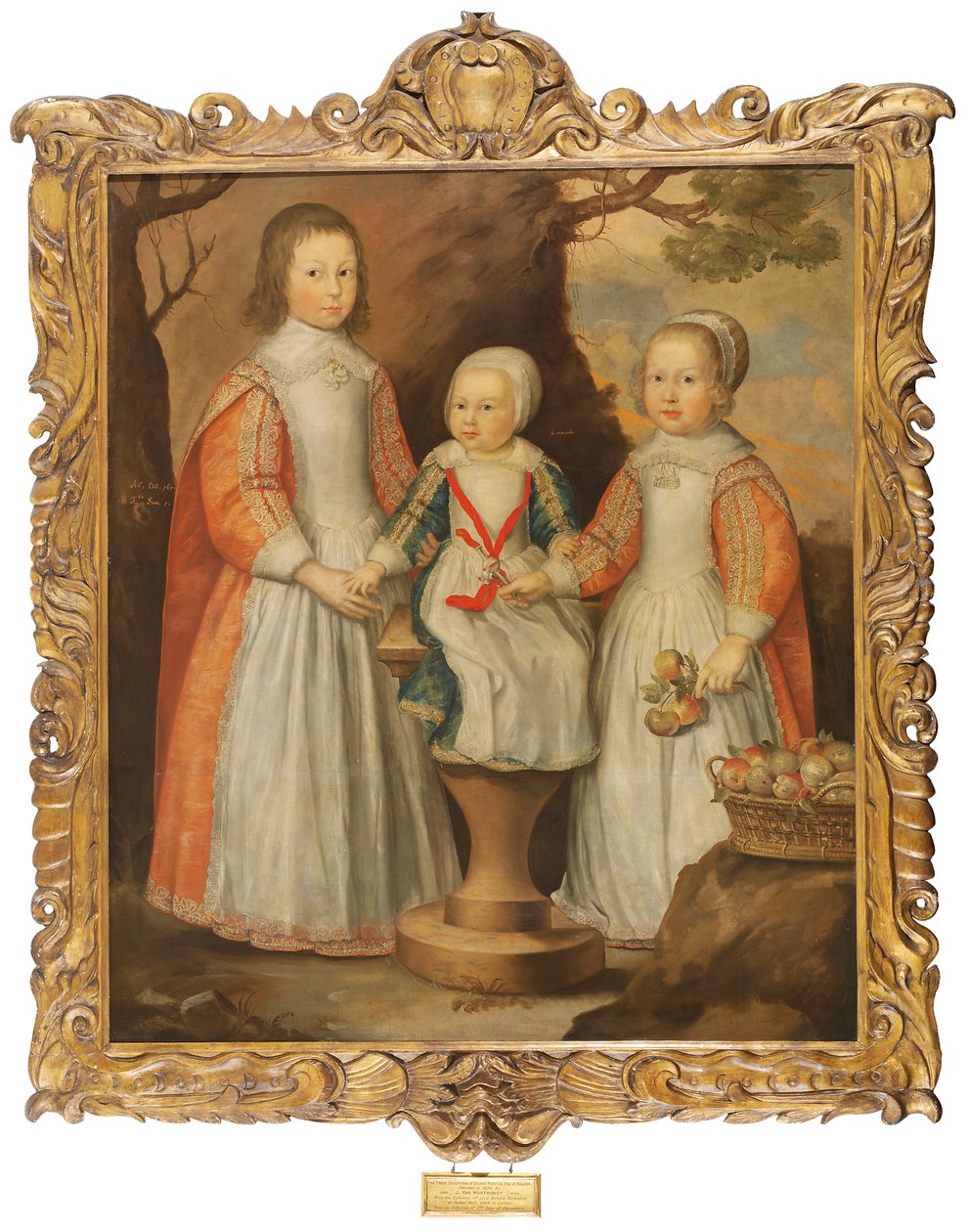 Porträtt av de tre barnen till George Preston av Holker, 1650 av Gerrit van Honthorst