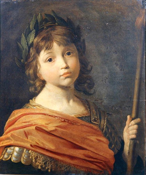 Prins Rupert (1619-82) när en pojke som Mars (olja på duk) av Gerrit van Honthorst